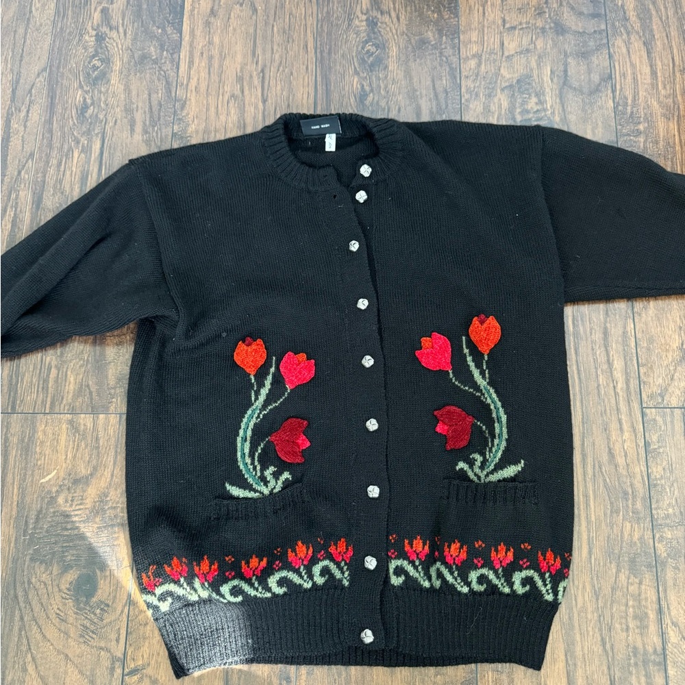 Vintage black cardigan, perfect for the winter times coming up!